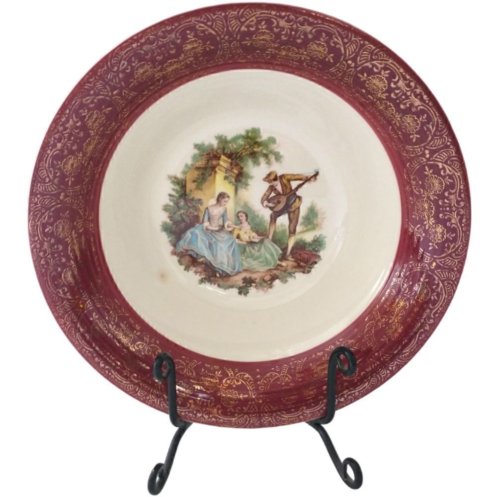 Sebring Pottery SERENADE Serving Bowl Courting Couple Dish Romantic‎ Victorian